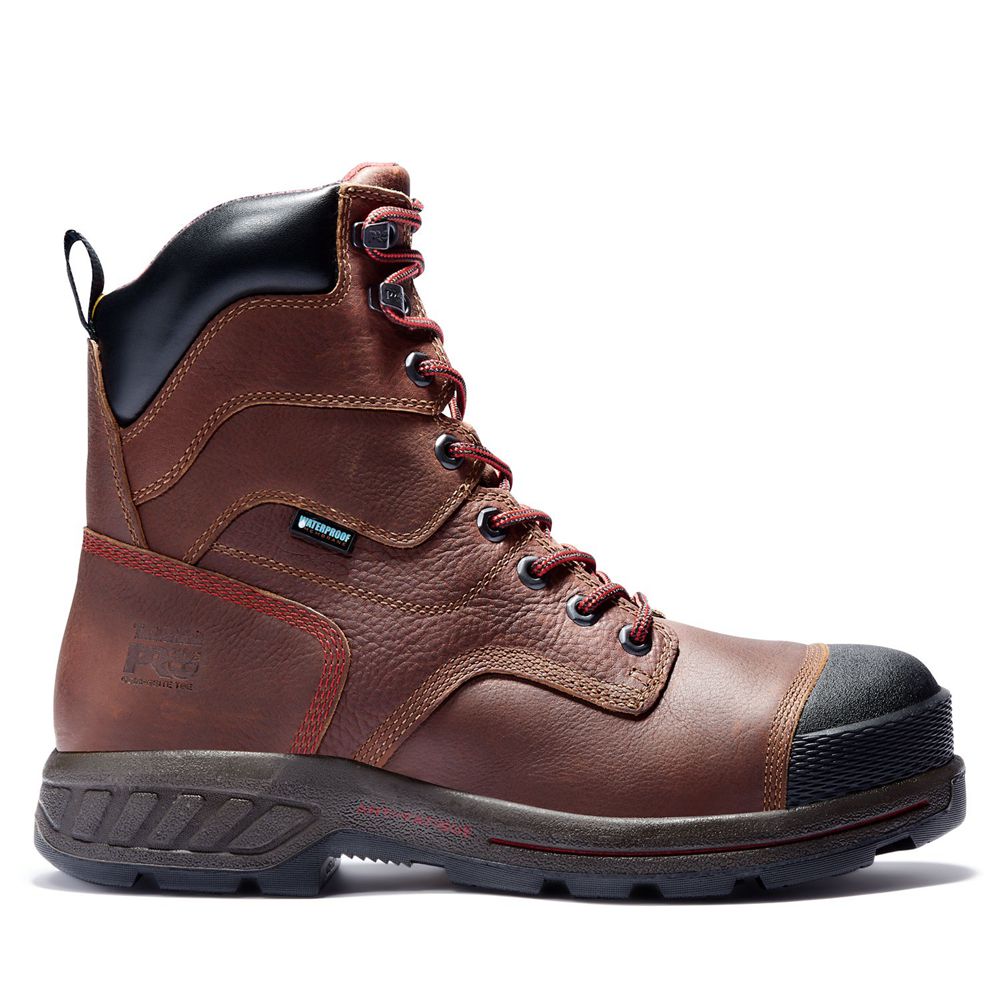 Timberland Μποτακια Εργασίας Ανδρικα Καφε/Μαυρα - Pro® Endurance Hd 8" Comp Toe - Greece 2158064-OQ